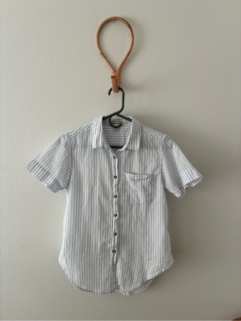 Toad & Co Blur and White Striped Button Up Shirt
